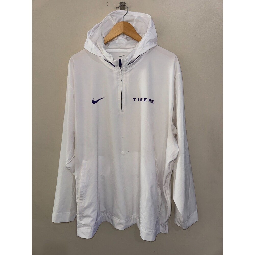 Men 2XL Nike LSU Tigers Football Team Issued On-Field 1/2 Zip Hooded Jacket NCAA